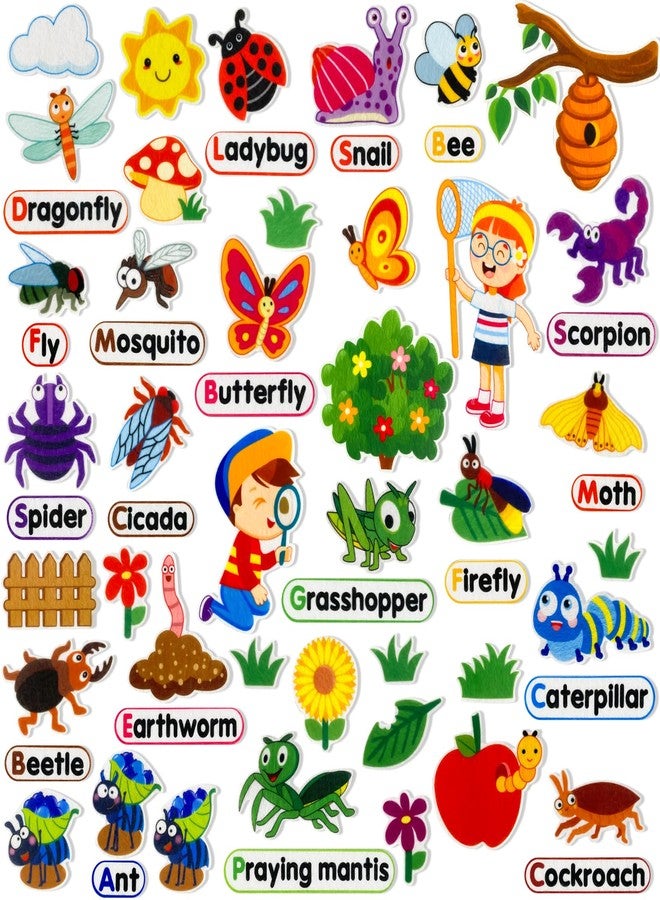 PENGFULL Felt Flannel Board Story Pieces for Toddlers Preschool,Kids Interactive Storytelling Teaching Play Kits for Flannel Board,with Words Felt Pieces(Insect Butterfly) - Image 1